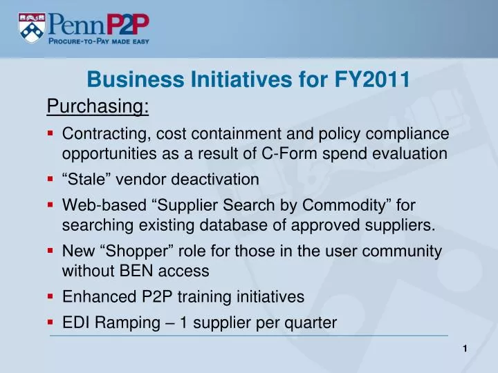 business initiatives for fy2011