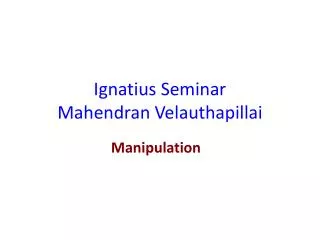 Ignatius Seminar Mahendran Velauthapillai