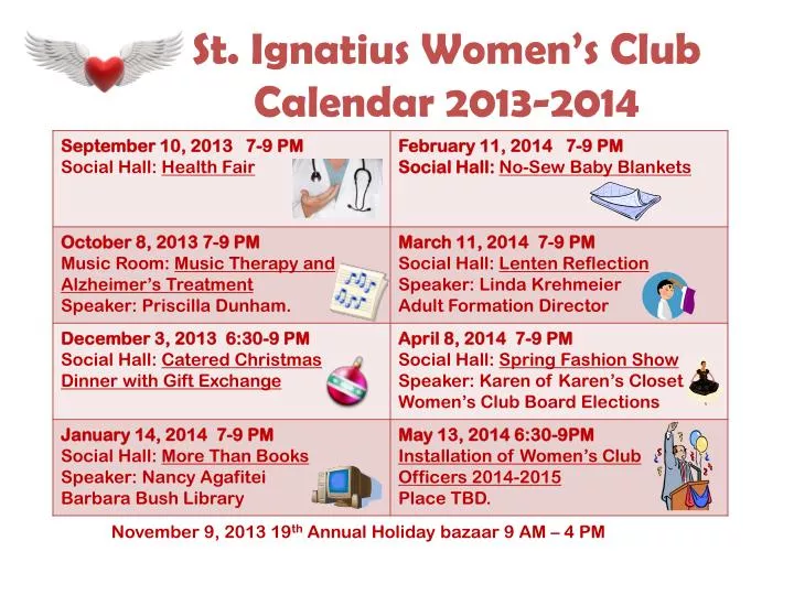 st ignatius women s club calendar 2013 2014