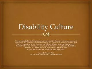 Disability Culture