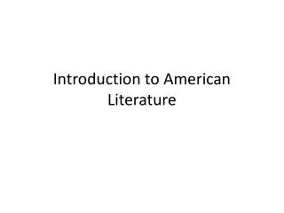 introduction to american literature