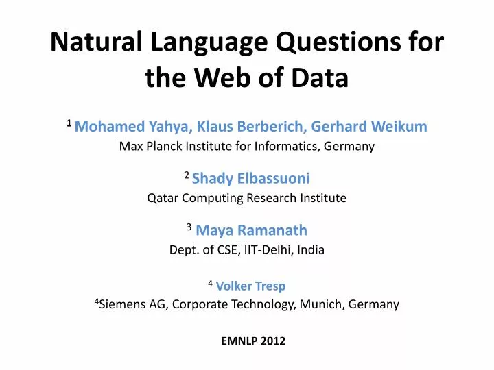 natural language questions for the web of data