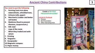 Ancient China Contributions