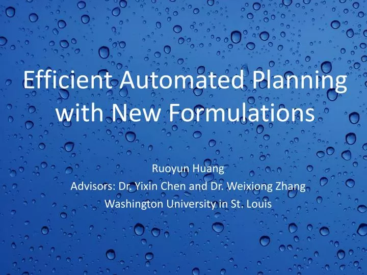 efficient automated planning with new formulations