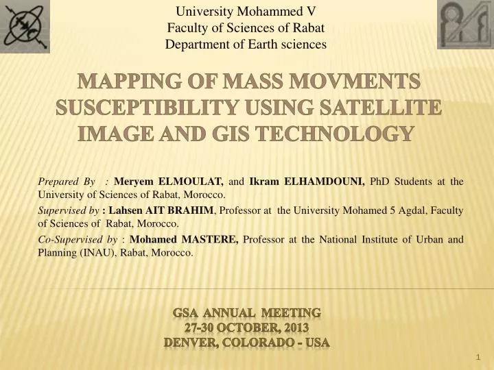 mapping of mass movments susceptibility using satellite image and gis technology