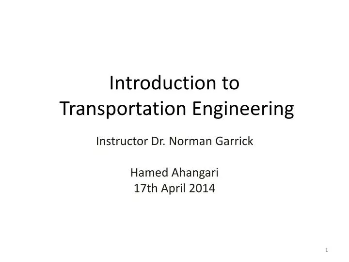 introduction to transportation engineering