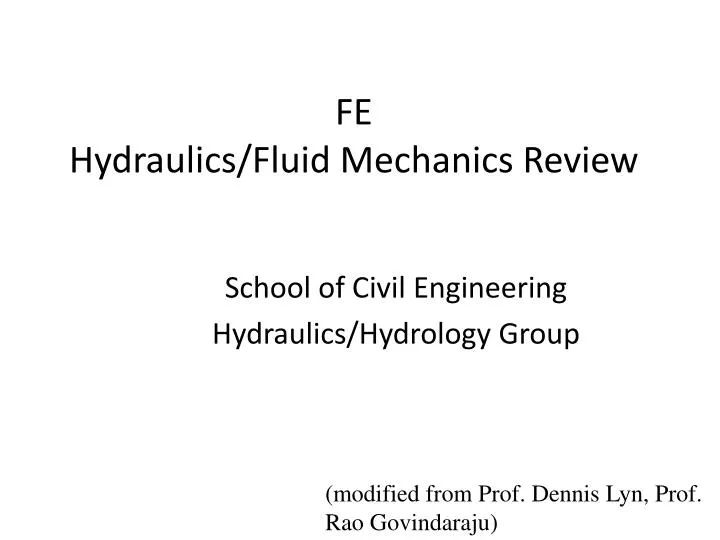 fe hydraulics fluid mechanics review
