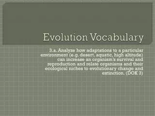 Evolution Vocabulary