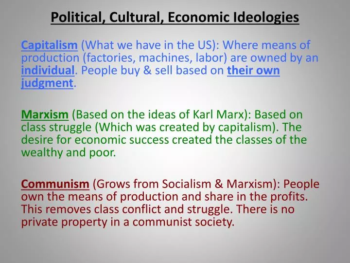 political cultural economic ideologies