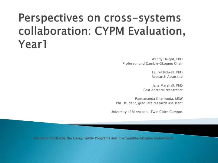perspectives on cross systems collaboration cypm evaluation year1