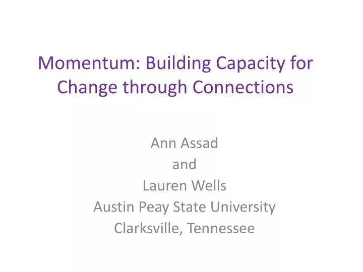 momentum building capacity for change through connections