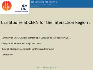 J.Osborne (CERN) for CES