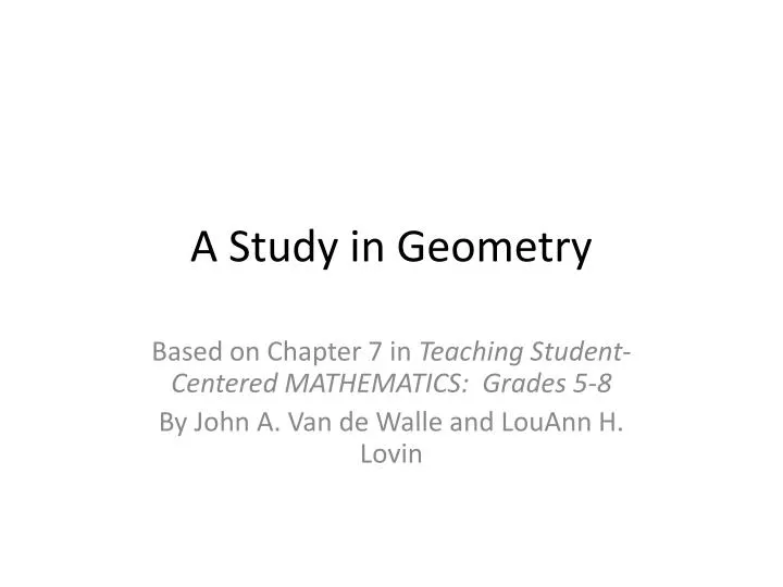 a study in geometry