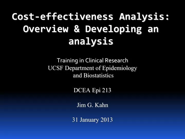 cost effectiveness analysis overview developing an analysis