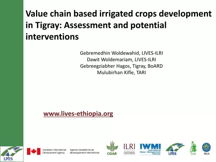 value chain based irrigated crops development in tigray assessment and potential interventions