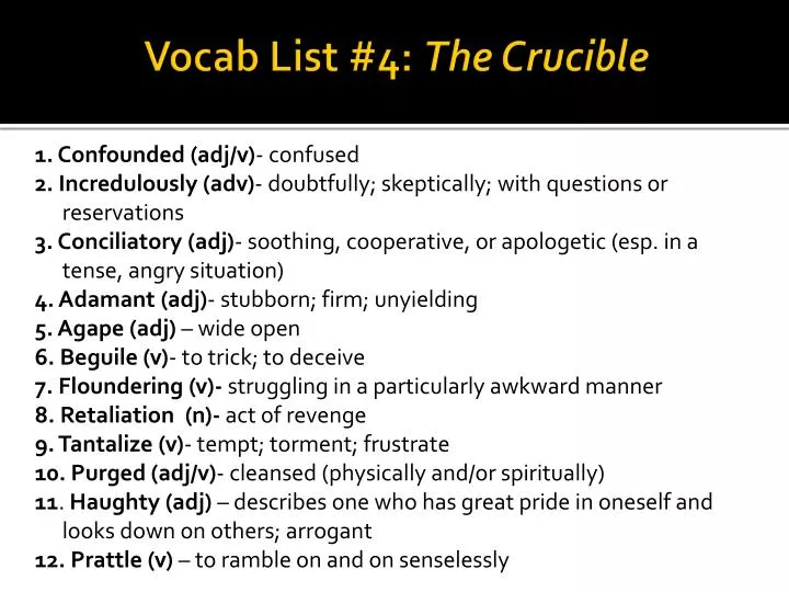 vocab list 4 the crucible