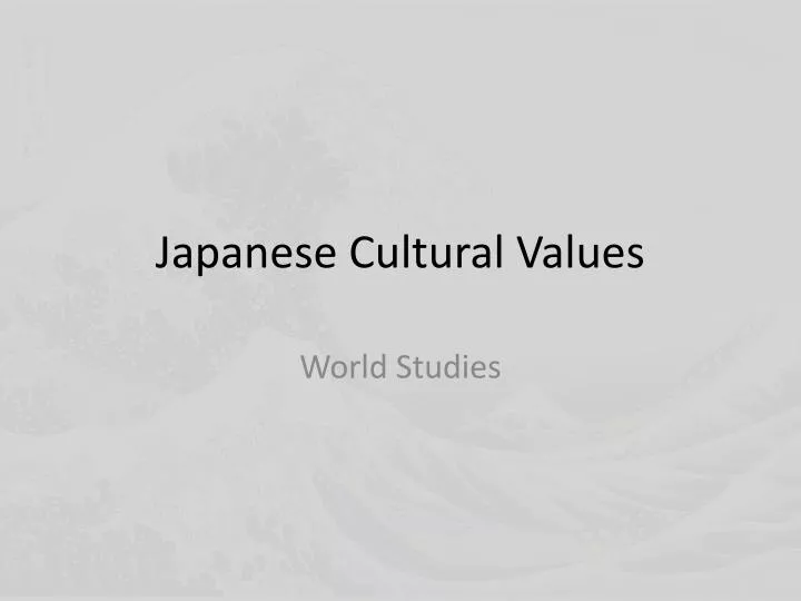 japanese cultural values