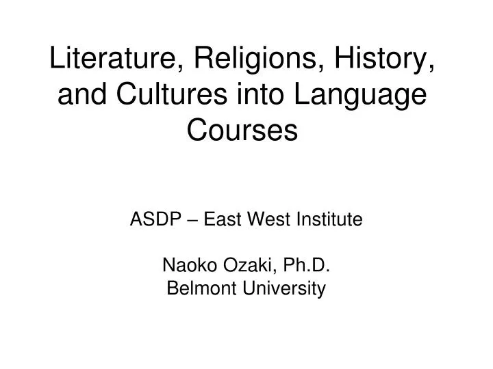 literature religions history and cultures into language courses