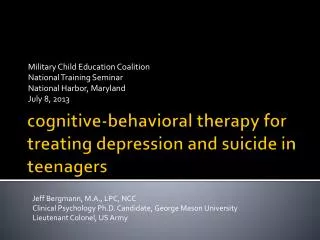 cognitive-behavioral therapy for treating depression and suicide in teenagers