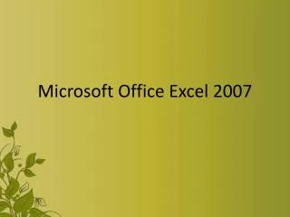 microsoft office excel 2007