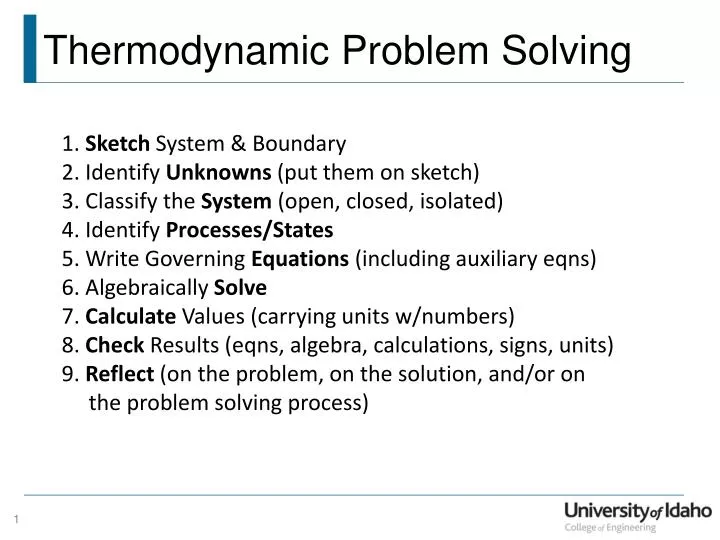 thermodynamic problem solving