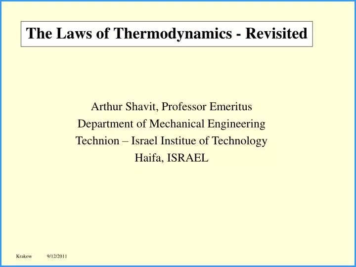 the laws of thermodynamics revisited