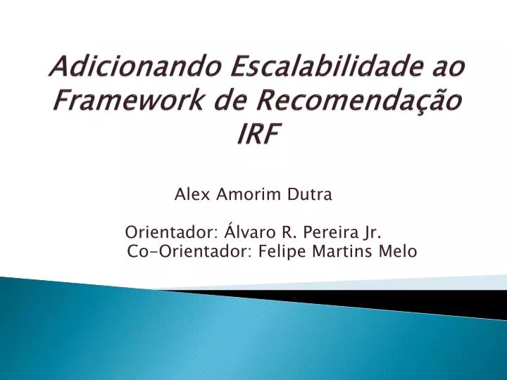 adicionando escalabilidade ao framework de recomenda o irf