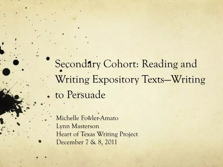 secondary cohort reading and writing expository texts writing to persuade
