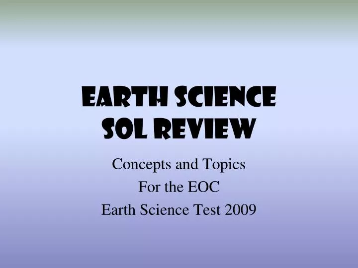 earth science sol review