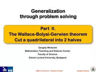 Generalization through problem solving