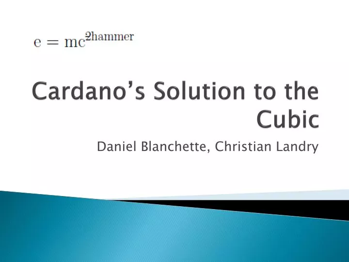 cardano s solution to the cubic