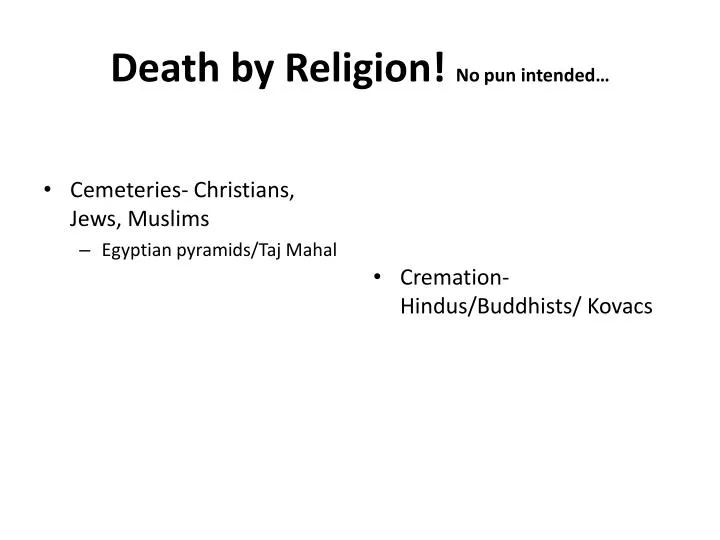 death by religion no pun intended