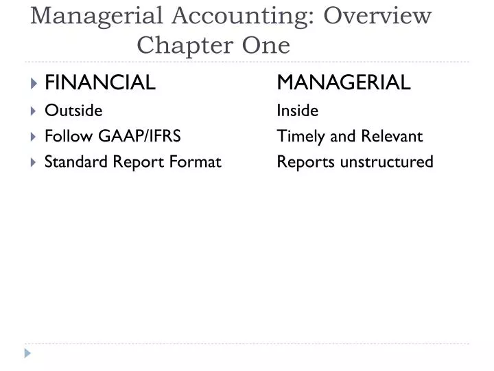 managerial accounting overview chapter one