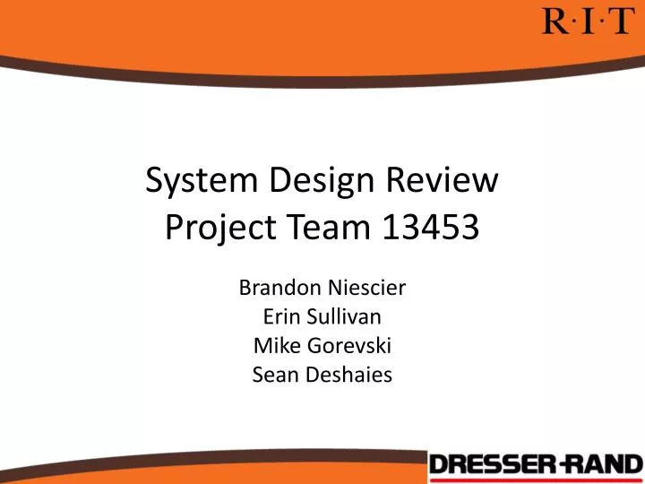 system design review project team 13453
