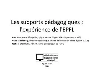 les supports p dagogiques l exp rience de l epfl