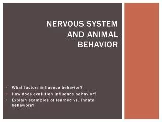 Nervous System and Animal Behavior