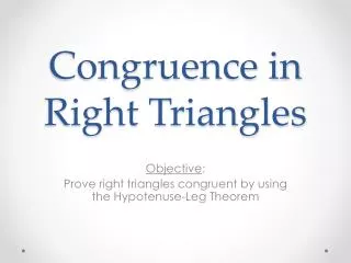 congruence in right triangles