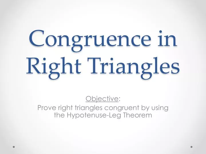 congruence in right triangles