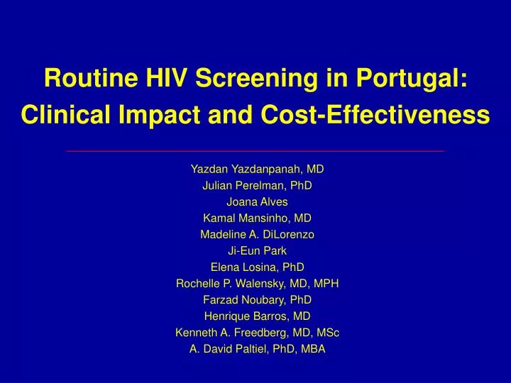 routine hiv screening in portugal clinical impact and cost effectiveness