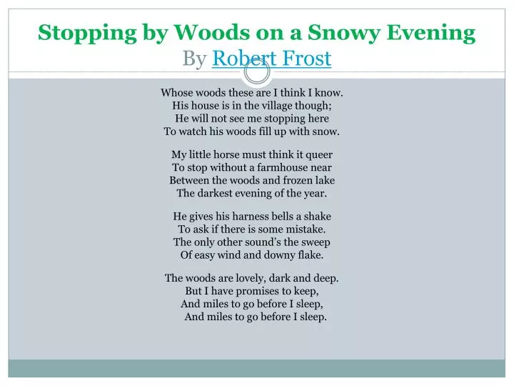 stopping by woods on a snowy evening by robert frost
