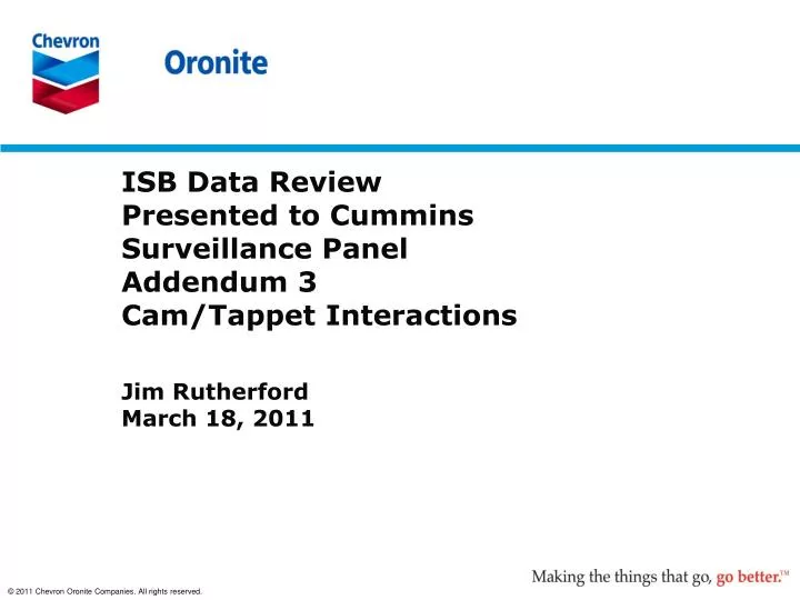 isb data review presented to cummins surveillance panel addendum 3 cam tappet interactions