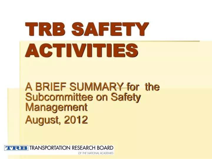 trb safety activities