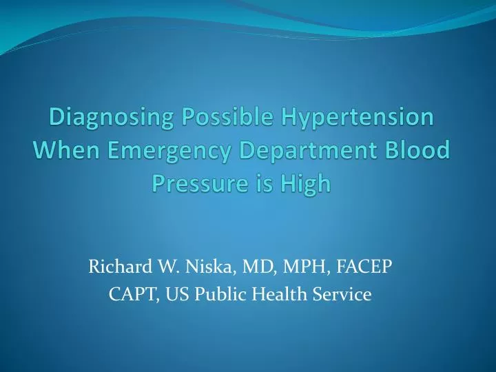 diagnosing possible hypertension when emergency department blood pressure is high