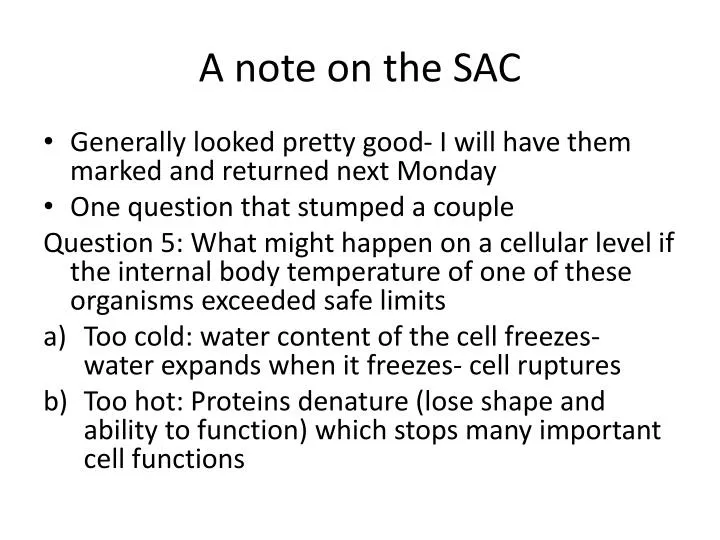a note on the sac