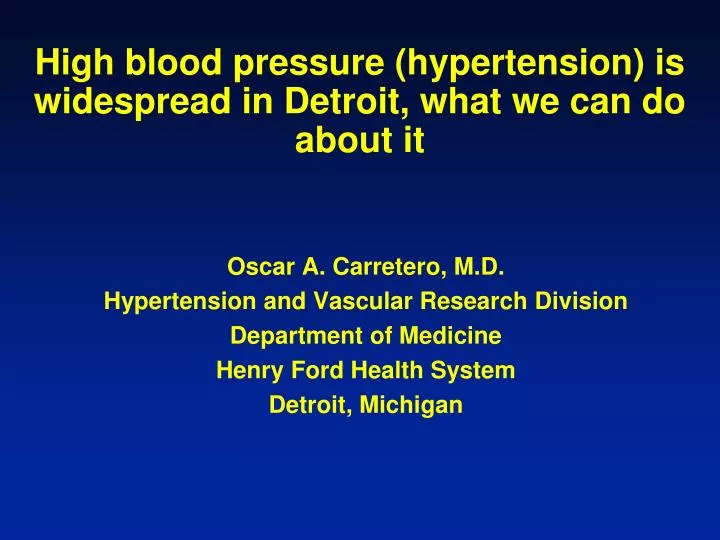 high blood pressure hypertension is widespread in detroit what we can do about it
