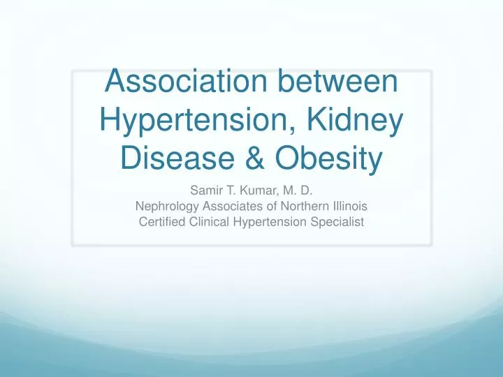 association between hypertension kidney disease obesity