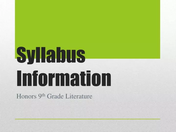syllabus information