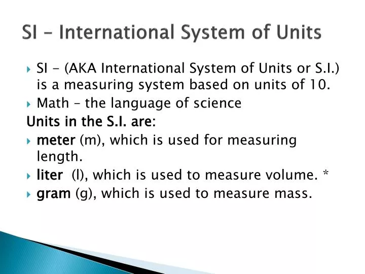 si international system of units