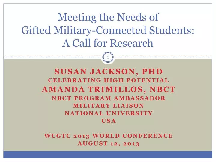 meeting the needs of gifted military connected students a call for research