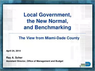 Local Government, the New Normal, and Benchmarking